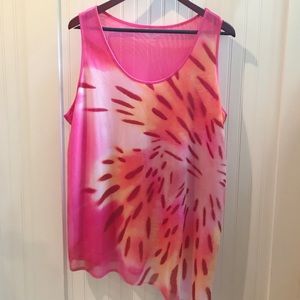 Asymmetrical Floral Pink Sleeveless Top